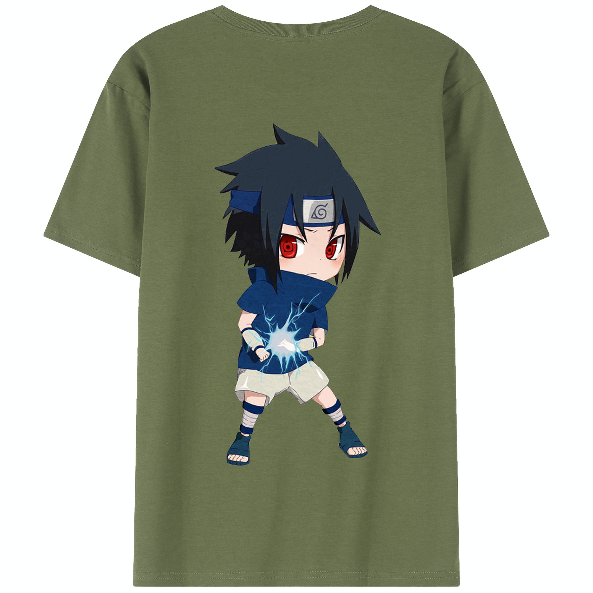 （画像用） NARUTO -ナルト- うちは サスケ Uchiha Sasuke 綿100％半袖Tシャツ（背面プリント）